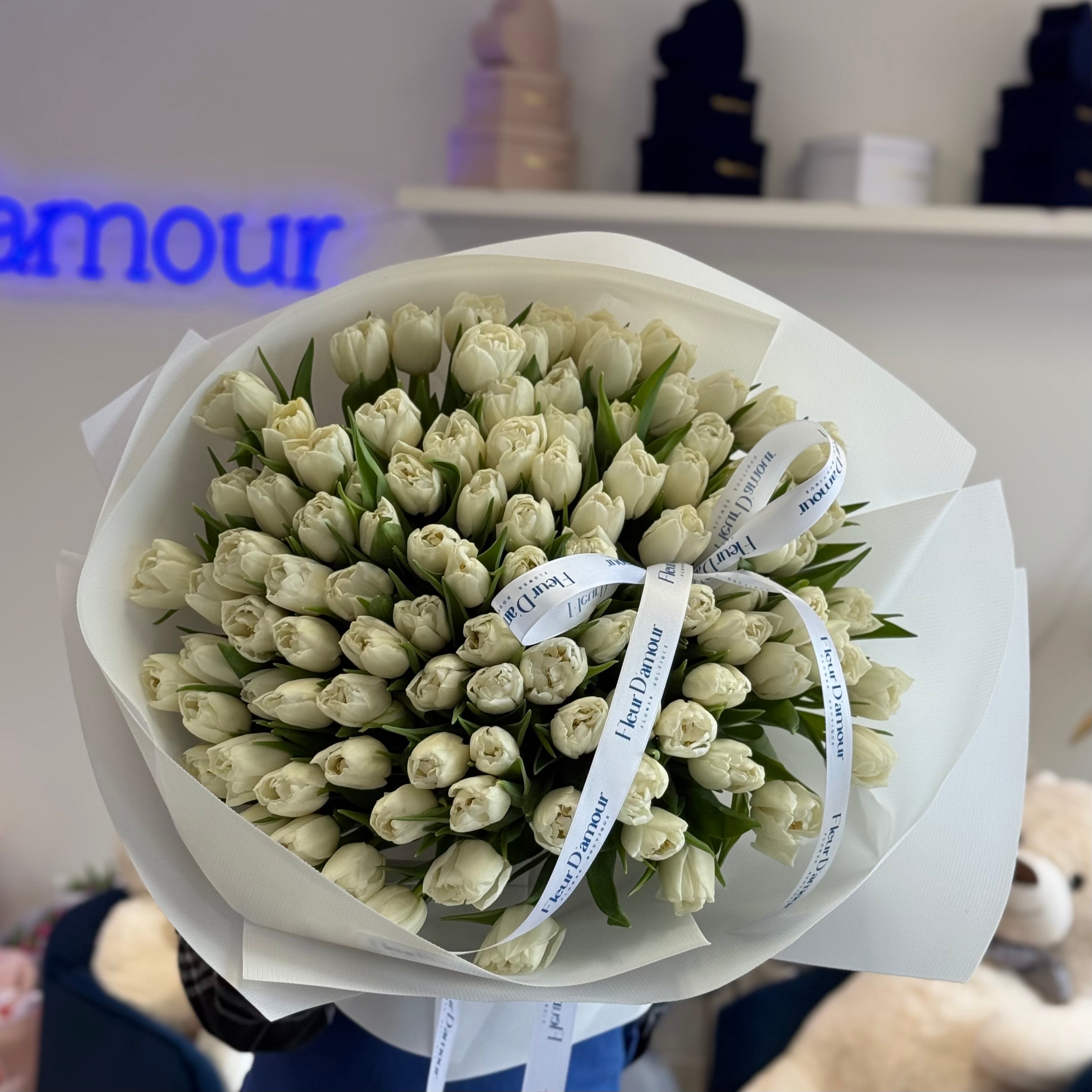 100 White Peony Tulips