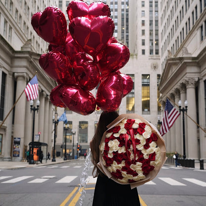 101 Red and White Roses Bouquet